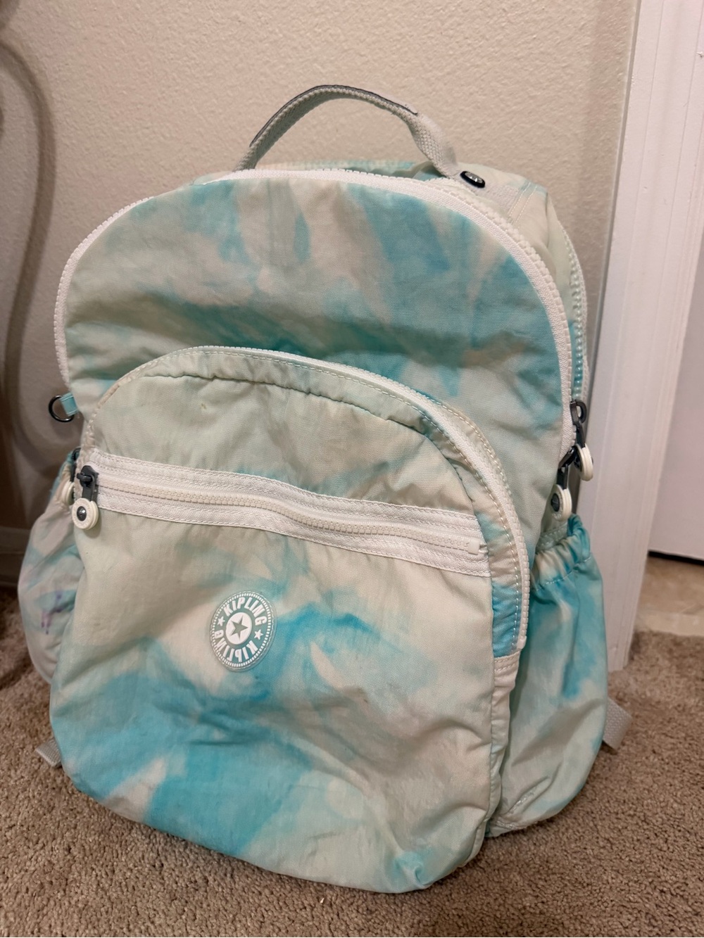 KIPLING SEOUL extra Large BACKPACK LAPTOP SECTION BLUE TIE DYE CLOUD